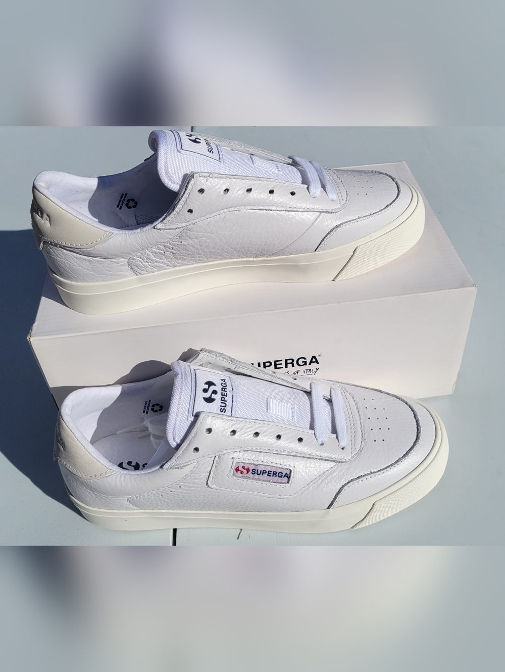 Superga White Leather Low-Top Sneakers